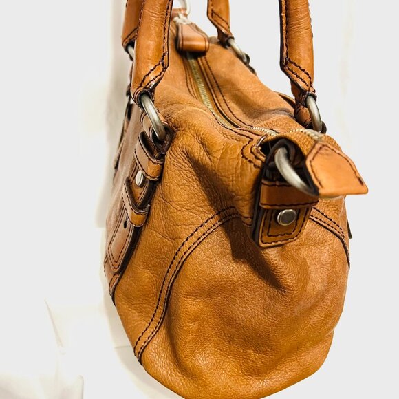 Fossil Vintage Camel/Brown Tote/Satchel Purse Bag-Soft Glove Leather-Roomy-Zip - Picture 10 of 15